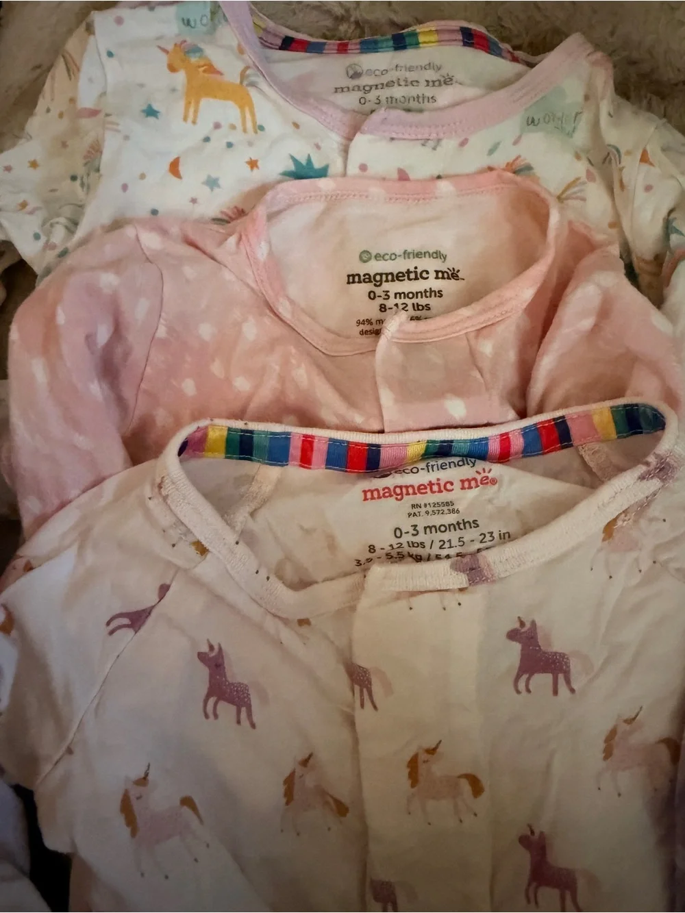 Magnetic Me Girls' Cotton Pajama Tops - Purple, Pink & White Unicorns